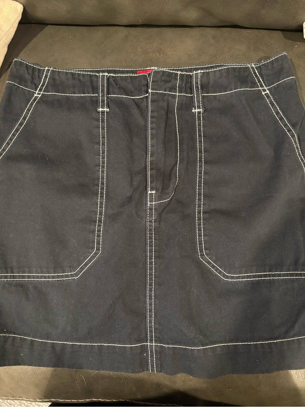 Dickies Navy Mini Skirt with White Stitching